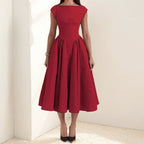 Spring French Sexy Elegant Waist Slimming Sleeveless Back Hollow Out Cutout Dress Bella Mia