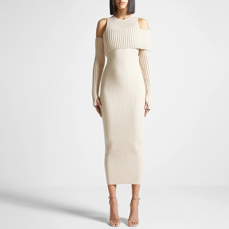 Autumn Elegant Slim Fit Slimming Patchwork Dress Socialite Knitted Dress for Women Bella Mia