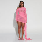 Spring Summer Women Wear Off Neck Design Sexy Pleated Dress Dopamine Sexy Bella Mia