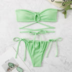 Swimwear Solid Color Backless Sexy Swimsuit Hollowed out High Waist Bikini Bella Mia