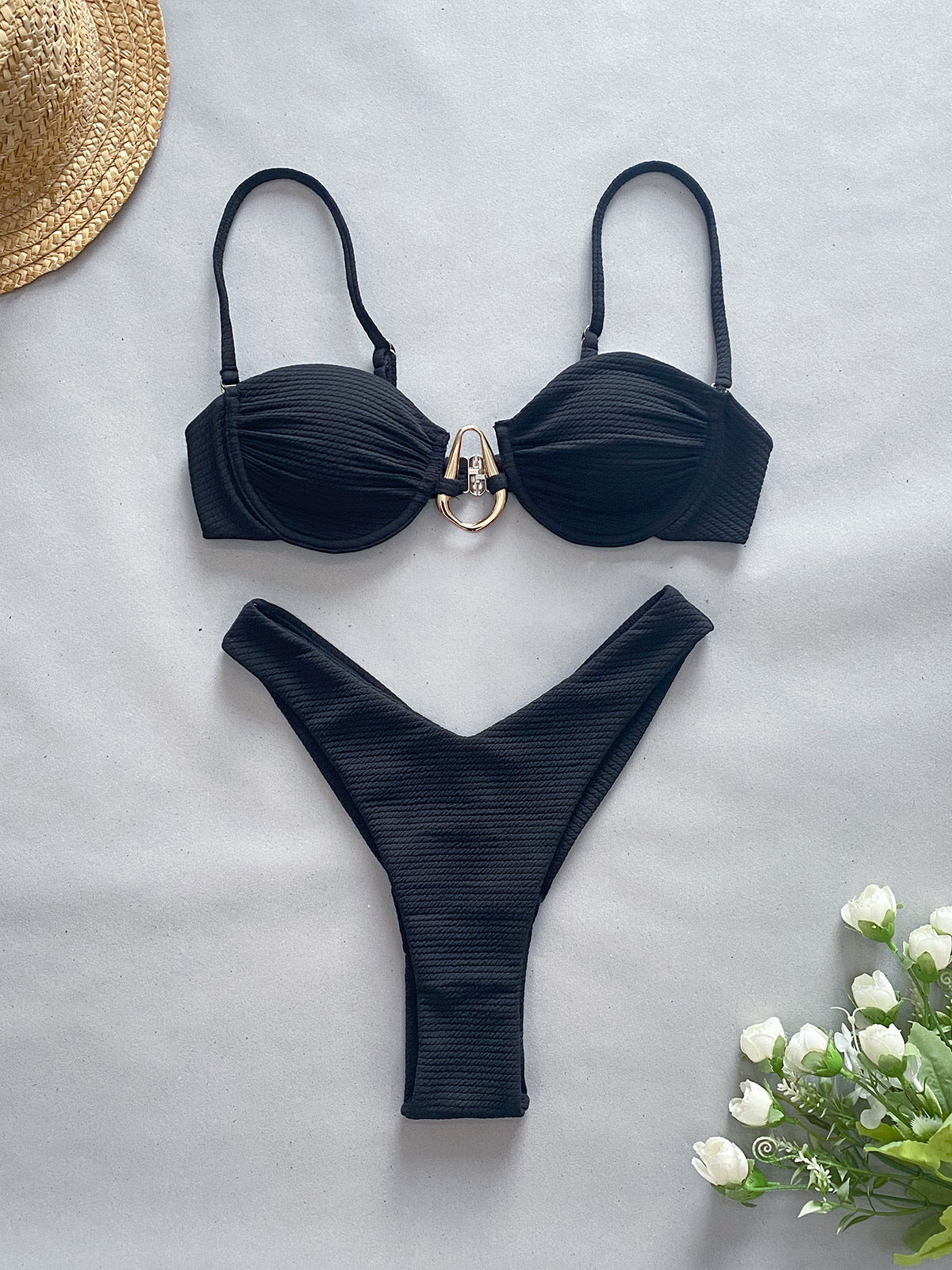Bikini High Waist Bikini Solid Color Sexy Split Women Swimsuit Bella Mia