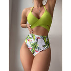 Swimsuit Women Triangle One Piece Lace Printing Bikini Swimsuit Crisscross Bella Mia