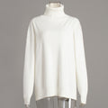 Turtleneck Sweater Women Autumn Winter Casual Sweater Slit Loose Solid Color Knitted Sweater Bella Mia