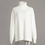 Turtleneck Sweater Women Autumn Winter Casual Sweater Slit Loose Solid Color Knitted Sweater Bella Mia