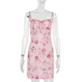 Rose Print Sexy Suspenders Dress Women Casual Sexy Dress Bella Mia