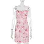 Rose Print Sexy Suspenders Dress Women Casual Sexy Dress Bella Mia