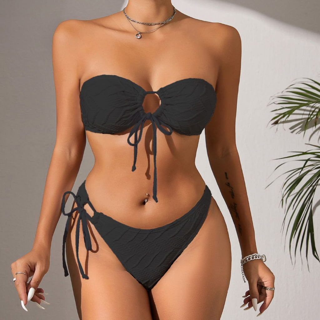 Special Fabric Bikini Swimsuit Solid Color Sexy Tube Top Split Swimsuit High Elastic Swimsuit Bella Mia