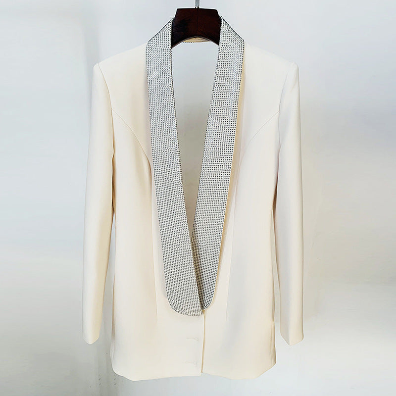 Personality Backless Rhinestone Green Fruit Collar Long Blazer Bella Mia