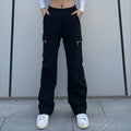 Trendy Women Pants Trendy Cargo Pants Pocket Zipper Trousers Loose Street Straight Leg Pants Mop Trousers Bella Mia