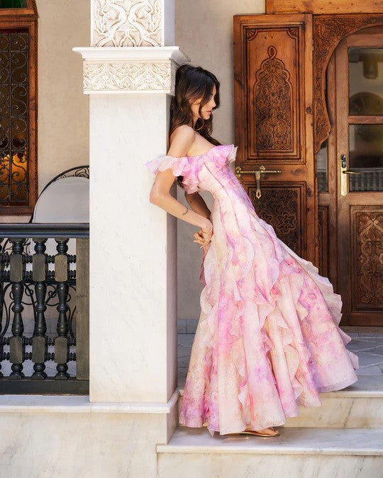 Seaside Vacation Cami Dress Yarn French Ruffled Beach Dress Atmosphere Maxi Dress Elegant Bella Mia