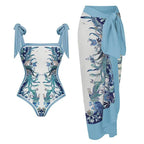Two Piece Set Printed Swimsuit Slim Fit Slimming Conservative Swimsuit Bella Mia