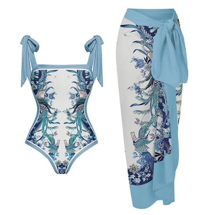 Two Piece Set Printed Swimsuit Slim Fit Slimming Conservative Swimsuit Bella Mia