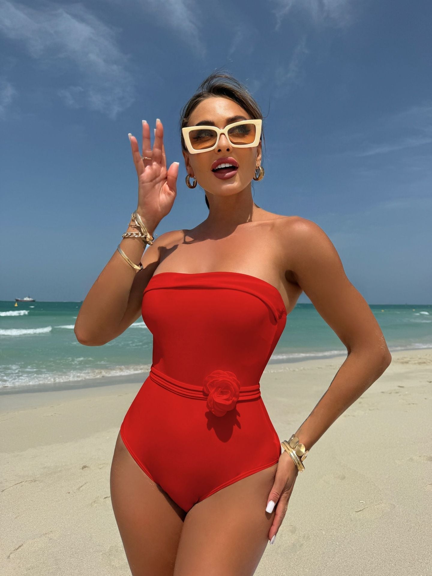 One Piece Multi Wear Drawstring Strap Small Floral Swimwear Swimsuit Bikini Bella Mia