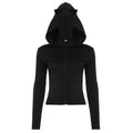 Sexy Little Devil Zipper Hooded Sweater Women Street Solid Color Slim Fit All Match Jacket Bella Mia