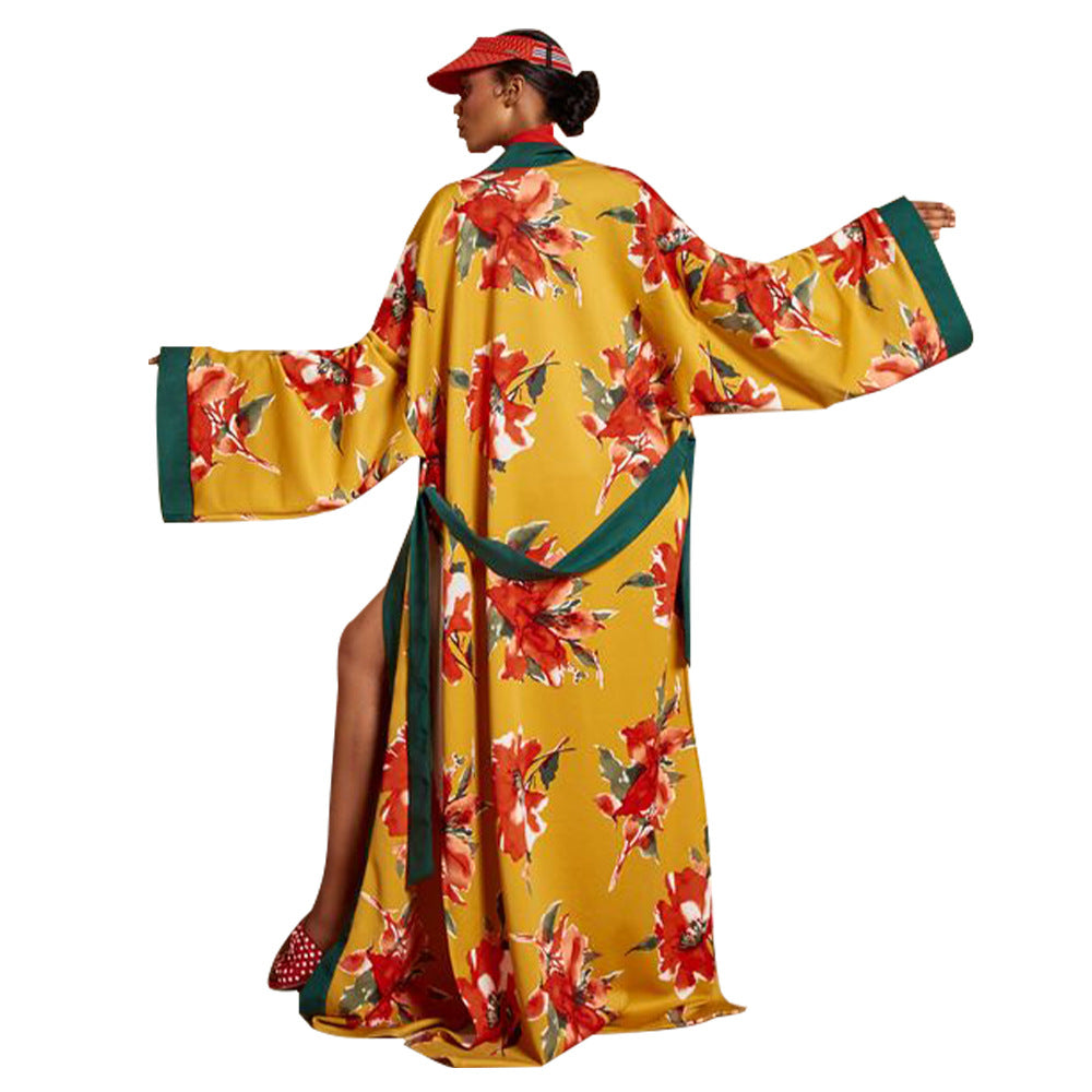 Women Kimono Printed Coat Trench Coat Bella Mia