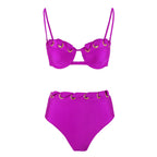 Sexy Tube Top Split Swimsuit Women High Waist Bikini Solid Color Bikini Bella Mia