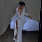Hollow Out Cutout out Split Dress Beach Cover up V neck Beach Dress Long Mopping Fishtail Evening Dress for Women Bella Mia