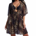 Bikini Three Piece Set Printed Mesh Swimsuit Women Short Sleeve Sunscreen Swimwear Bella Mia