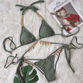 Bikini Swimsuit Women tagram Mesh Red Holiday Sexy Chain Strap Push up Split Swimsuit Bella Mia