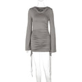 Women Clothing Autumn Sexy Slim Fit Drawstring Hooded Hip Bag Dress Women Bella Mia
