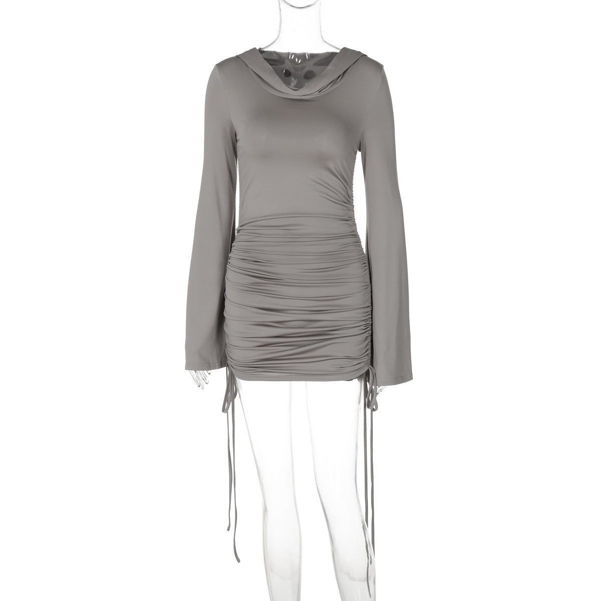 Women Clothing Autumn Sexy Slim Fit Drawstring Hooded Hip Bag Dress Women Bella Mia