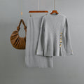 Women Autumn Winter Side Slit Fastener Decoration Sweater Skirt Two Piece Sets Bella Mia
