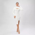 Autumn Women Clothing Half Turtleneck Chest Hollow Out Cutout Design Sweater Skinny Slimming Dress Bella Mia