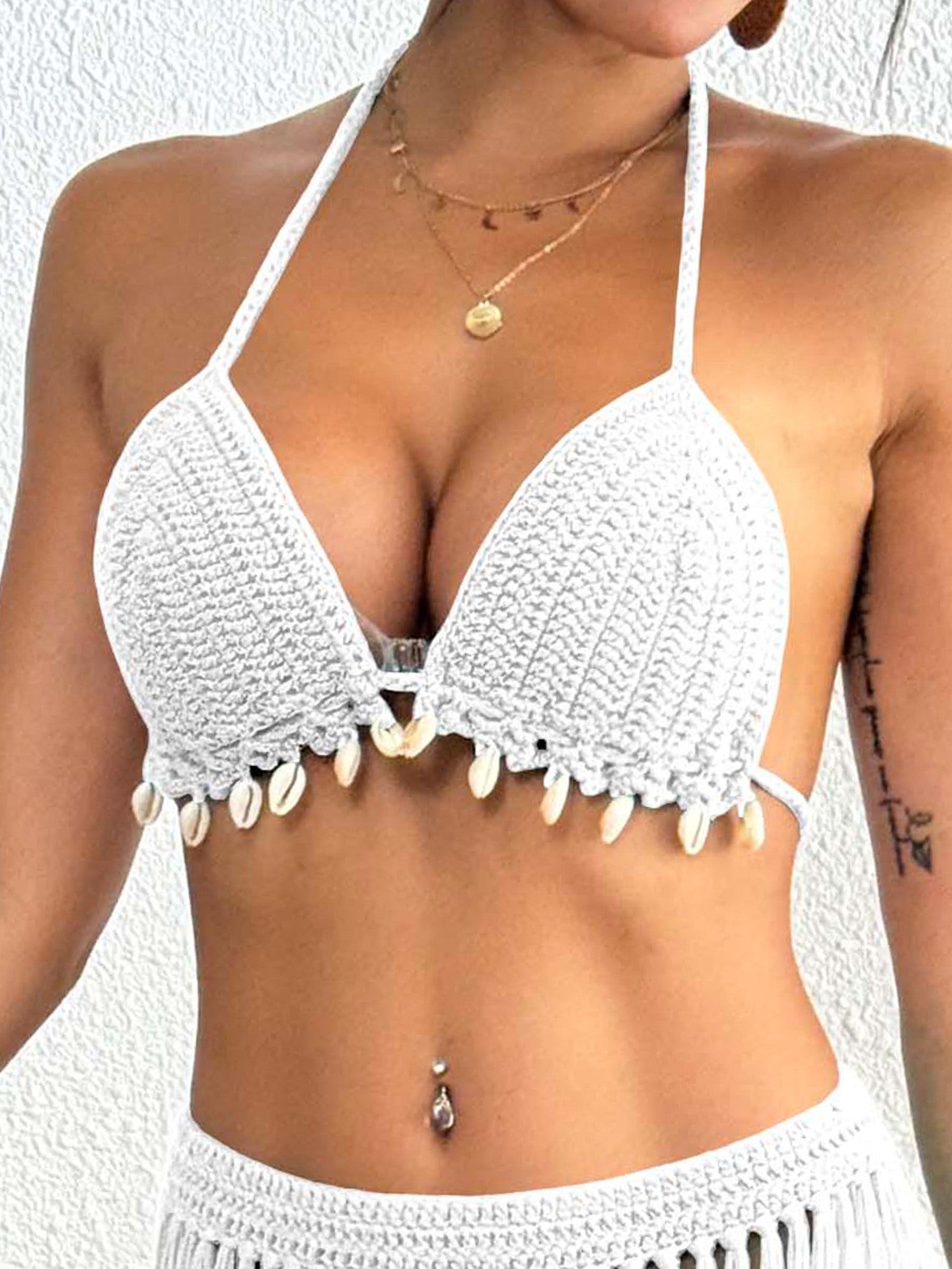 Women Top Women Clothing Handmade Shell Stitching Banded Bikini Swimsuit Top Beach Overclothes Bella Mia