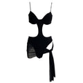 One Piece Solid Color Backless Sexy Slim Mesh Transparent One Piece Swimsuits Set Bella Mia