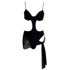 One Piece Solid Color Backless Sexy Slim Mesh Transparent One Piece Swimsuits Set Bella Mia