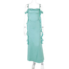 Women Clothing Spring Summer Sexy Backless Solid Color Ribbon Dress Bella Mia