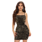 Women Autumn Winter Sling Backless Lace up Sequined Skinny Sheath Evening Dress Sexy Dress Bella Mia