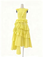 Spring Elegant Elegant Wooden Ear Stitching High Grade V neck Cross Maxi Dress Women Clothing Bella Mia