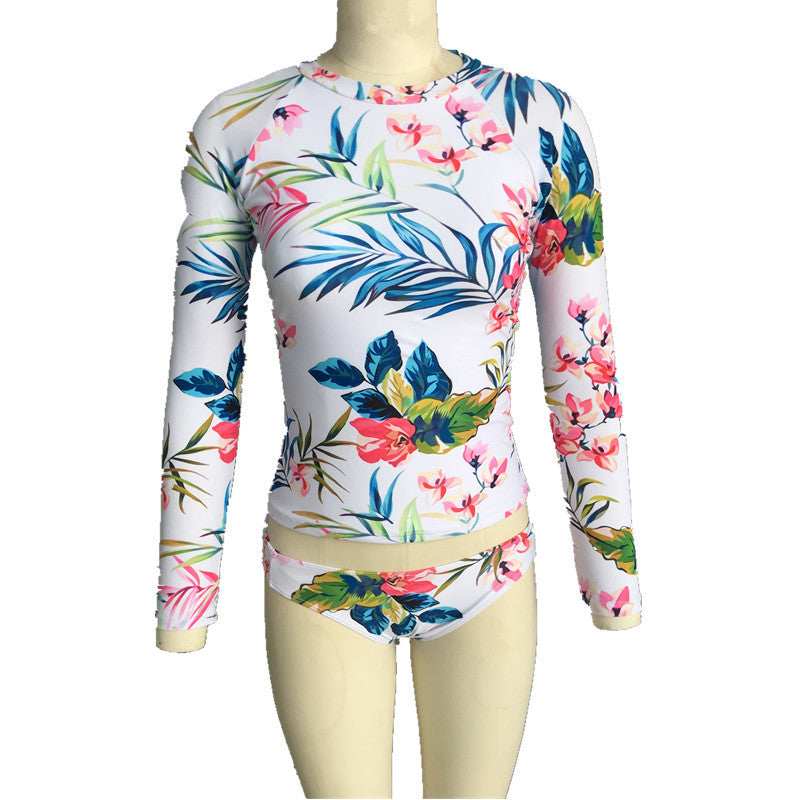 Printed Bikini Bikini Swimwear Long Sleeve Sexy Split Swimsuit Women Fresh Conservative Swim Bella Mia
