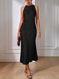 Satin Dress Women Clothing Spring Summer Sleeveless Split Satin Imitation Silk Maxi Dress Bella Mia