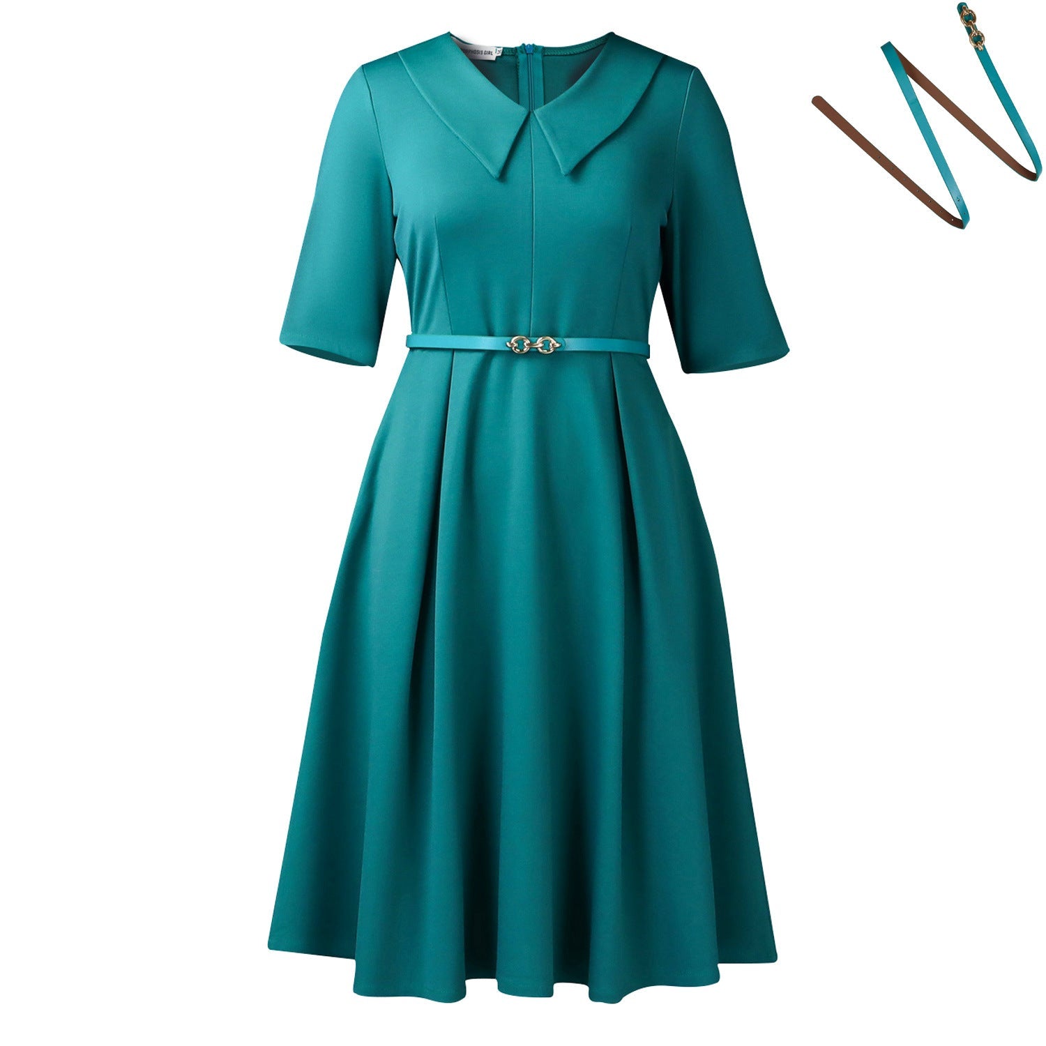 Women Clothing Autumn Elegant Solid Color Polo Collar Africa Dress
