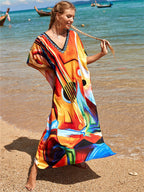 New Positioning Printing Beach Cover-up Sexy Cardigan Dress Beach Cover Up Bella Mia