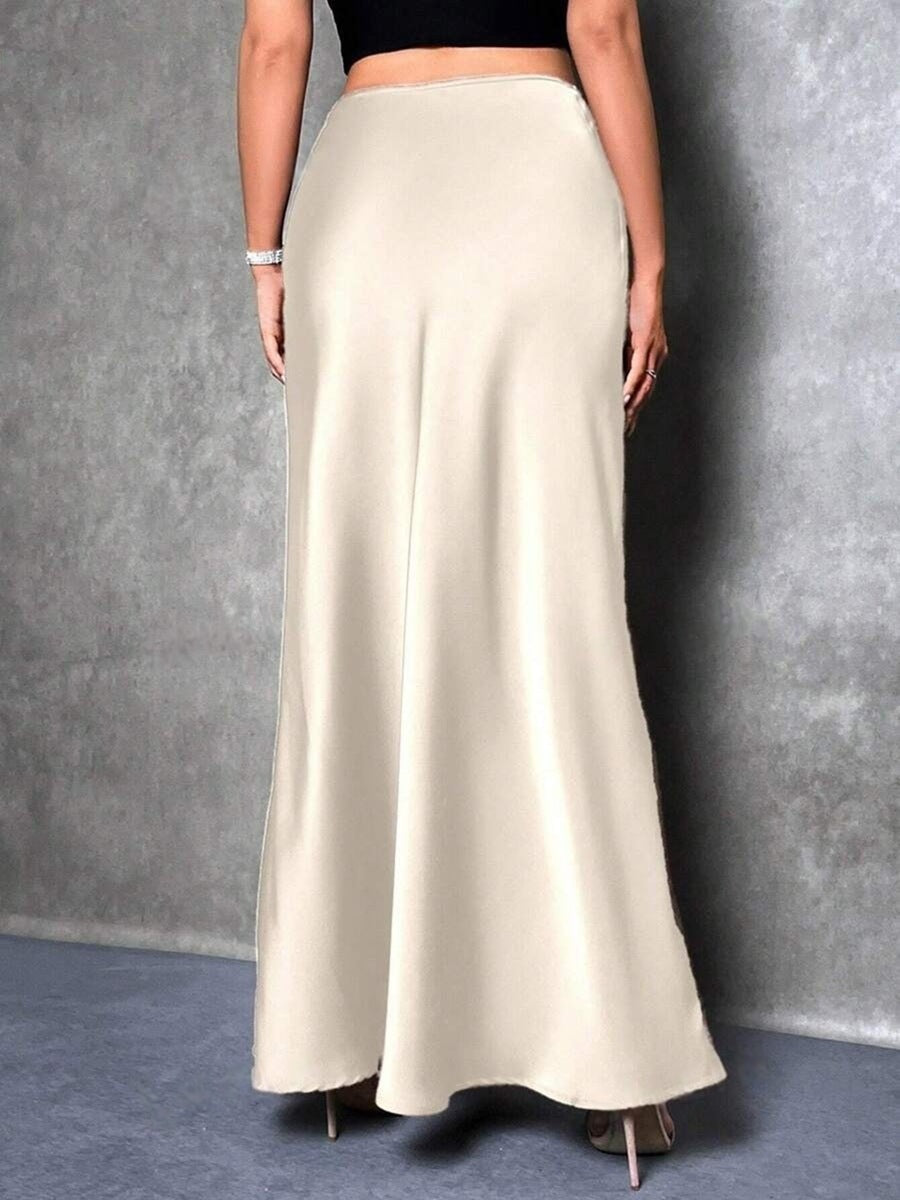Satin Skirt Autumn Winter Simple A line Long Skirt Women Clothing Bella Mia