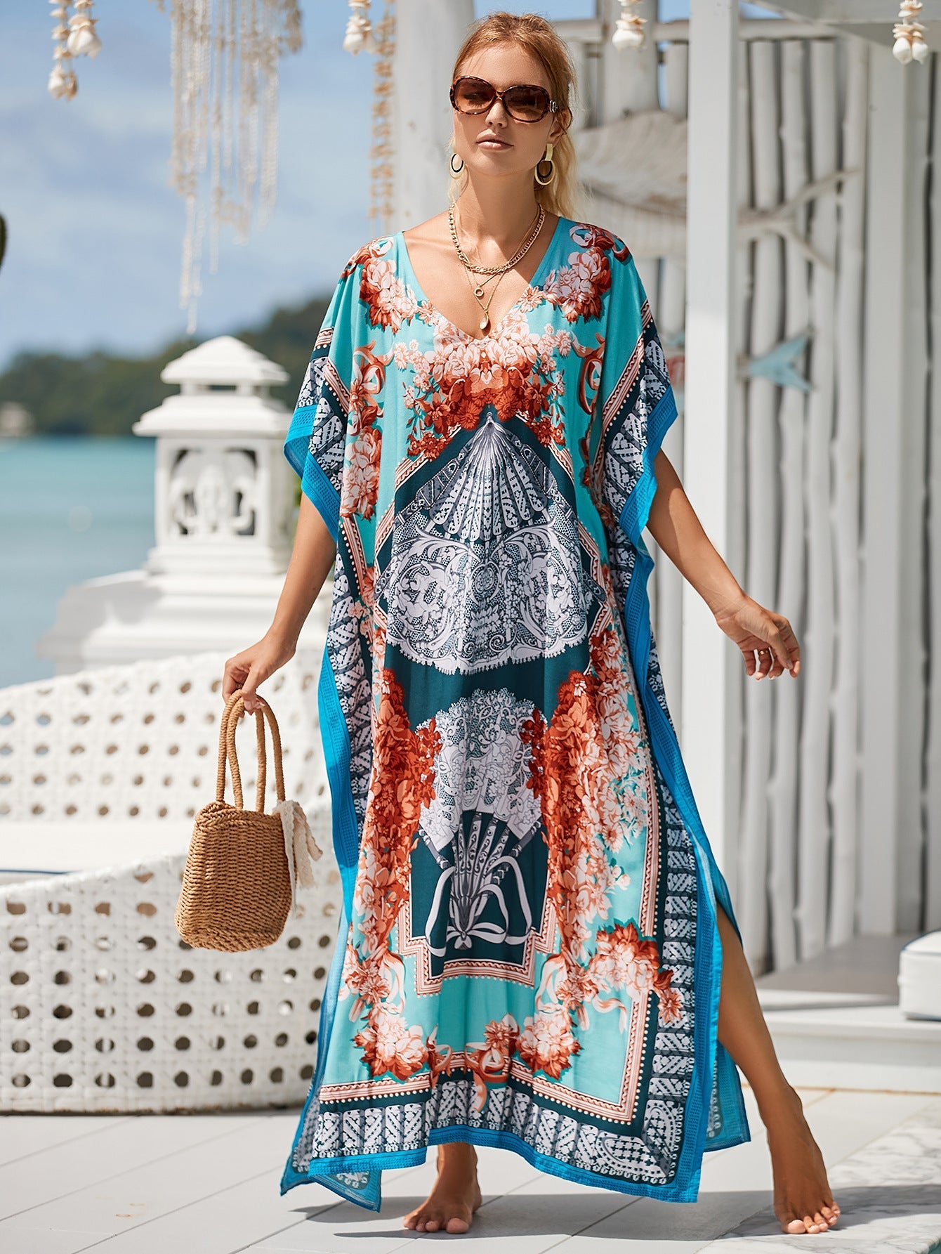 Printed Blouse Holiday Casual Beach Bikini Cover Bella Mia