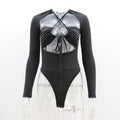 Summer Women Sexy Sexy Hollow Out Cutout out Strap Slim Solid Color Long Sleeve Jumpsuit Women Bella Mia