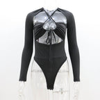 Summer Women Sexy Sexy Hollow Out Cutout out Strap Slim Solid Color Long Sleeve Jumpsuit Women Bella Mia