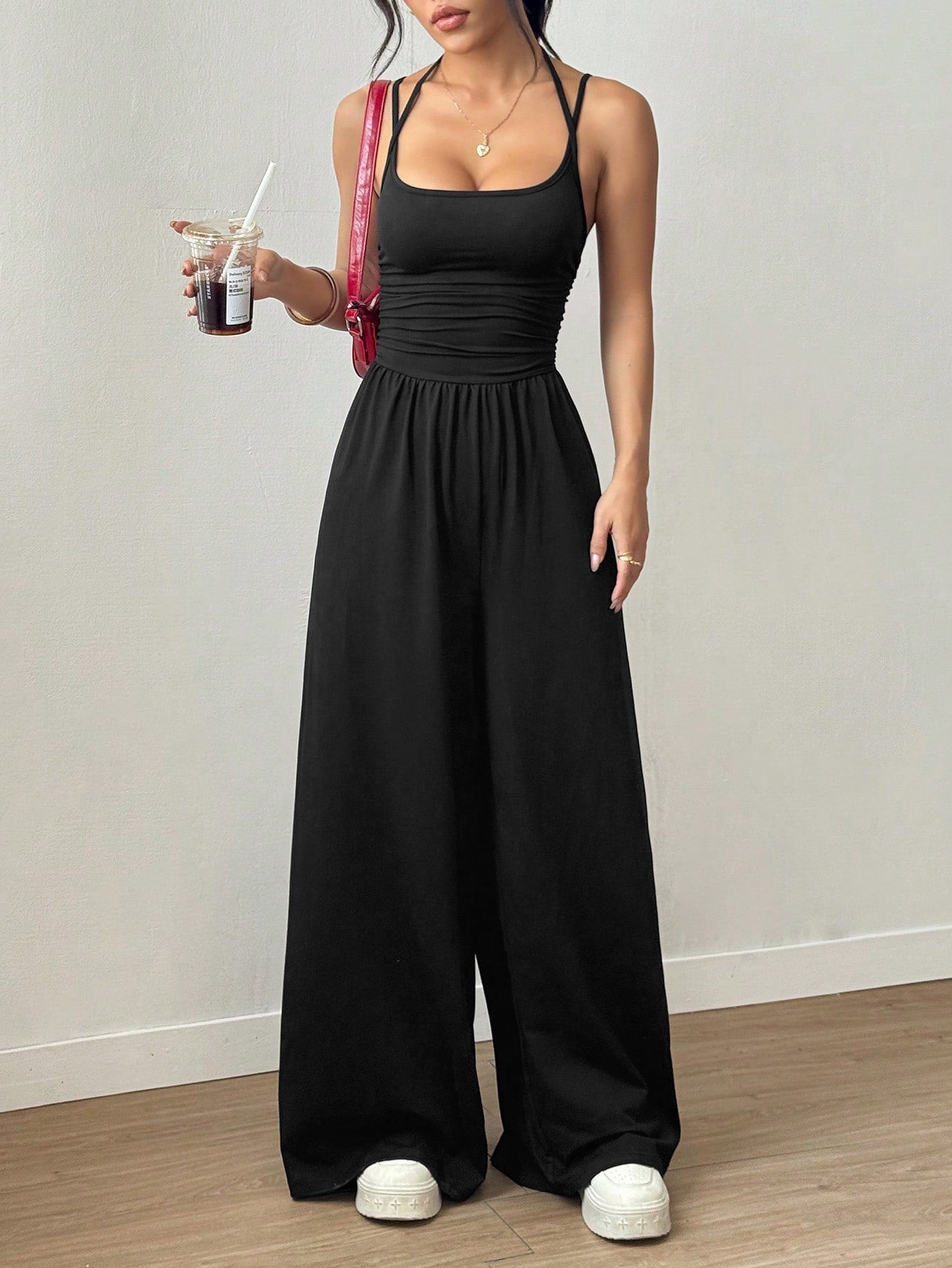Suspender Women Casual Summer Wide Leg Loose Wrapped Chest Nipped Waist Jumpsuit Bella Mia