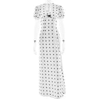 V neck Waist-Controlled Lace up Puff Sleeve Polka Dot Elegant Sexy Slim Dress Maxi Dress Bella Mia