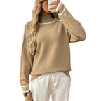 Autumn Winter Season Half Turtleneck Casual Loose Pullover Lazy Contrast Color Sweater Bella Mia