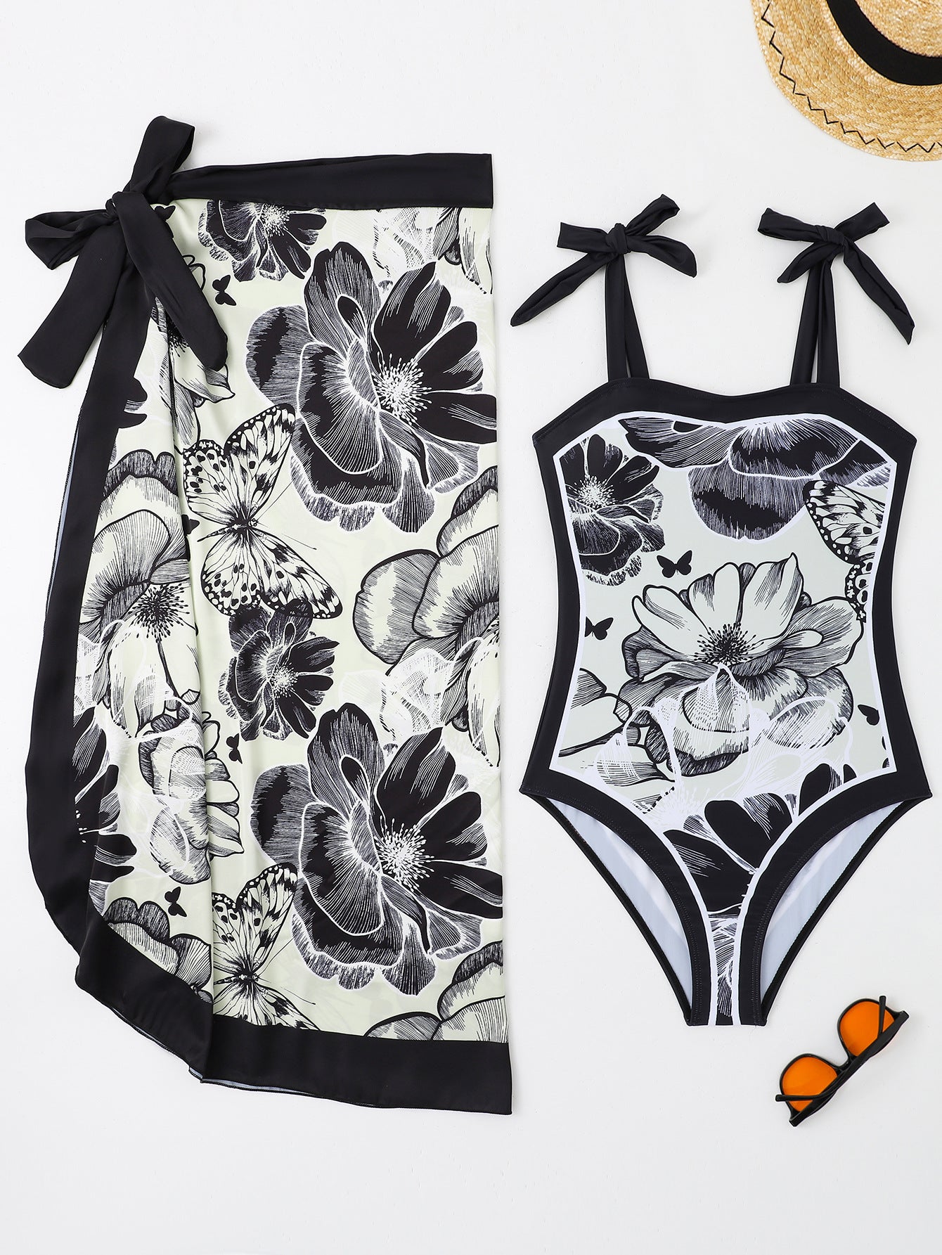 Two Piece Set Swimsuit Multi Color Printed Mesh Maxi Dress Conservative Women Swimsuit Bella Mia