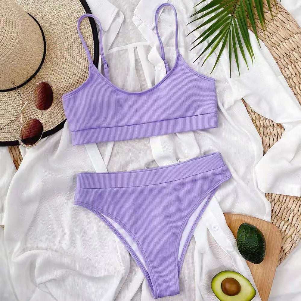 Solid Color Triangle Split Swimsuit Women Sexy Bikini Swimsuit Bella Mia