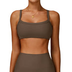 Double Shoulder Strap Thread Yoga Bra Hollow Out Cutout Back Tight Sports Underwear Outer Wear Running Fitness Clothes Bella Mia