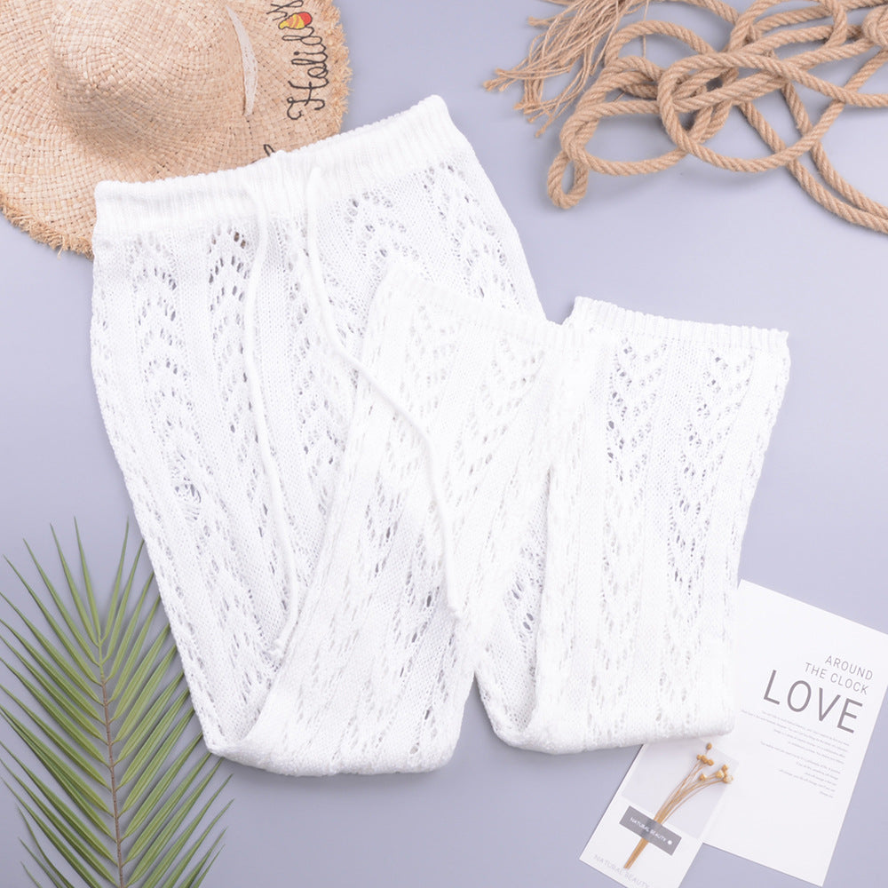 Hollow Out Cutout Out Hand Crochet Loose Wide Trousers Vacation Beach Pants Trousers Bella Mia