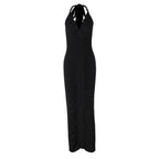 Women Clothing Winter Sexy V neck Backless Lace up Slim Fit Pleated Dress Bella Mia