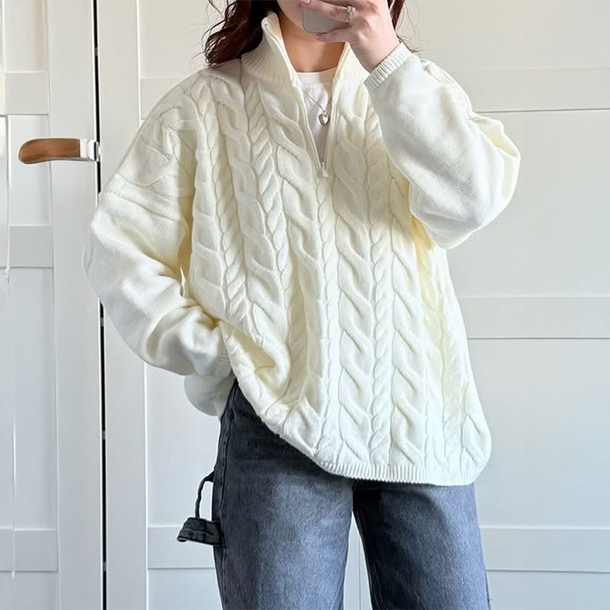 Casual Vacation Wool Solid Color Long Sleeve Sweaters Women Clothing Autumn Winter Bella Mia
